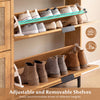 Shoe storage cabinet with adjustable shelves, featuring 4 flip drawers and a stylish rattan-look design for organized.