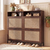 Shoe Storage Cabinet with 4 Flip Drawers Narrow Freestanding Shoe Organizer with Adjustable Shelves-Brown - Gallery View 1 of 10
