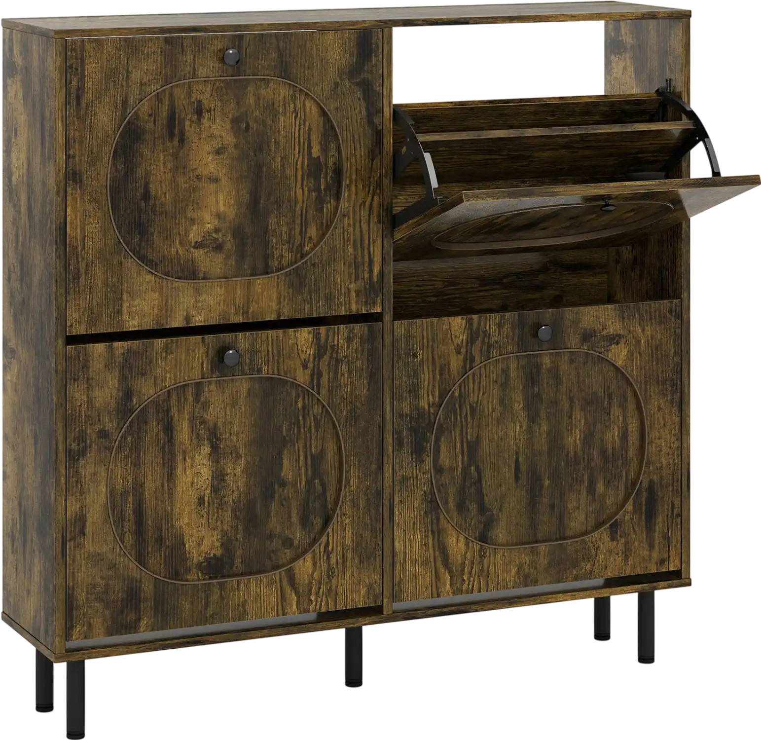 Costway Shoe Storage Cabinet 4 Flip Drawers Aluminum Legs 72940746 New