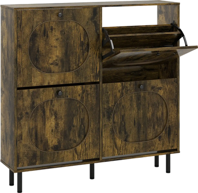 Costway Shoe Storage Cabinet 4 Flip Drawers Aluminum Legs 72940746 New