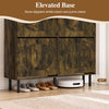 Shoe storage cabinet in rustic brown with 4 flip drawers and 4.7" elevated base for easy robot vacuum access.