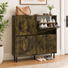 Shoe Storage Cabinet with 4 Flip Drawers and Aluminum Legs for Foyer and Hallway-Rustic Brown - Gallery View 1 of 10