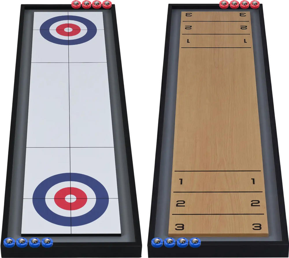 Shuffleboard and Curling 2 in 1 Board Game Portable 2-Sided Tabletop Shuffle Board Game