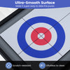 Ultra-smooth surface of the 2-in-1 shuffleboard and curling game, featuring vibrant scoring patterns for easy play.