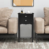 Elegant black end table featuring a glossy finish and two slide-out drawers, perfect for stylish living room or bedroom.