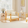 Natural bamboo side table set of 2 with storage shelves, perfect for living room organization and decor.