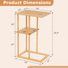 Bamboo side table set of 2 with storage shelves, featuring a slatted design and sturdy rectangular base for stability.