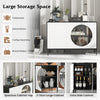 Sideboard cabinet with tempered glass doors, spacious top, and adjustable shelves for versatile storage in any room.