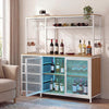 Sideboard buffet cabinet with LED lights, featuring wine glass holders, a wine rack, and a 2-door cabinet for organized.