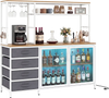 Sideboard buffet cabinet with LED lights, featuring a 2-door cabinet, 4 drawers, and wine storage for organized living.