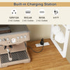 Sideboard buffet cabinet with LED lights, 2-door storage, wine rack, and integrated charging station for versatile use.