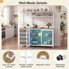 Sideboard buffet cabinet with LED lights, featuring a powder-coated metal frame, adjustable foot pads, and organized.