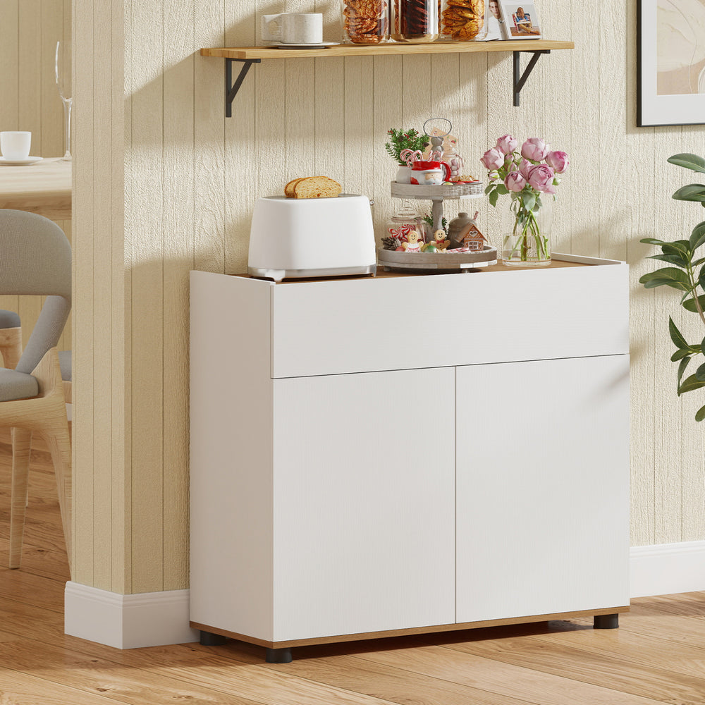 Sideboard Buffet Cabinet with Storage Wooden Kitchen Storage Cabinet-White - Gallery View 1 of 10