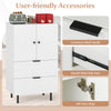 White sideboard buffet cabinet with 2 doors and drawers, featuring smooth slide rails and soft close hinges for.