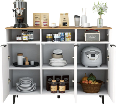 Costway Sideboard Buffet Cabinet Kitchen Storage w/ Adjustable Shelves White 149736825 New
