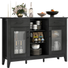 Black sideboard buffet cabinet featuring 2 drawers, 4 adjustable shelves, and a faux marble top for stylish storage.