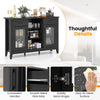 Black sideboard buffet cabinet with 2 drawers, 4 adjustable shelves, and faux marble top for stylish storage.