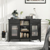 Black sideboard buffet cabinet featuring 2 drawers, 4 adjustable shelves, and a faux marble top for versatile storage.