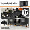Sideboard buffet cabinet in black with faux marble top, featuring anti-tipping devices and adjustable shelves for.