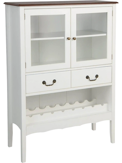 Costway Sideboard Buffet Cabinet 2 Tempered Glass Doors White 42683197 New
