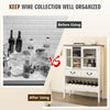 Sideboard buffet cabinet with 2 tempered glass doors, open wine rack, and adjustable shelves for organized wine storage.