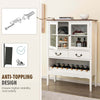 Sideboard buffet cabinet in white with 2 tempered glass doors, adjustable shelves, and an open wine rack for organized.