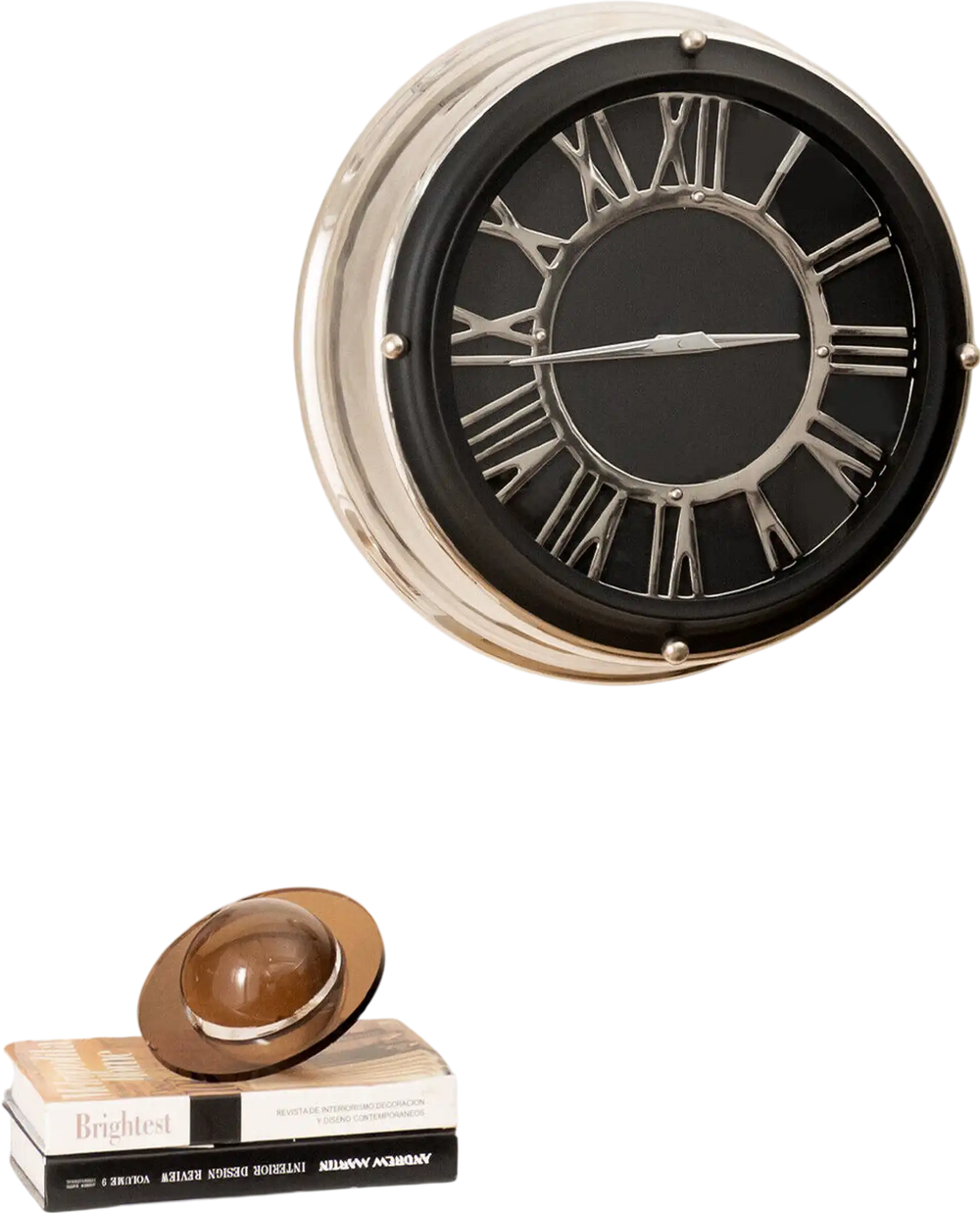 Silent wall clock with silver frame, featuring decorative numbers and dust-proof glass cover for elegant home decor.
