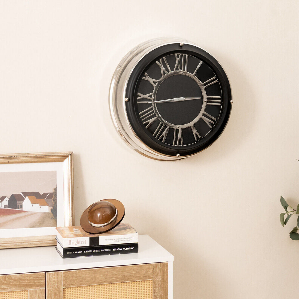 13.5/17.5 Inch Silent Wall Clock with Silver Frame-L - Gallery View 1 of 9