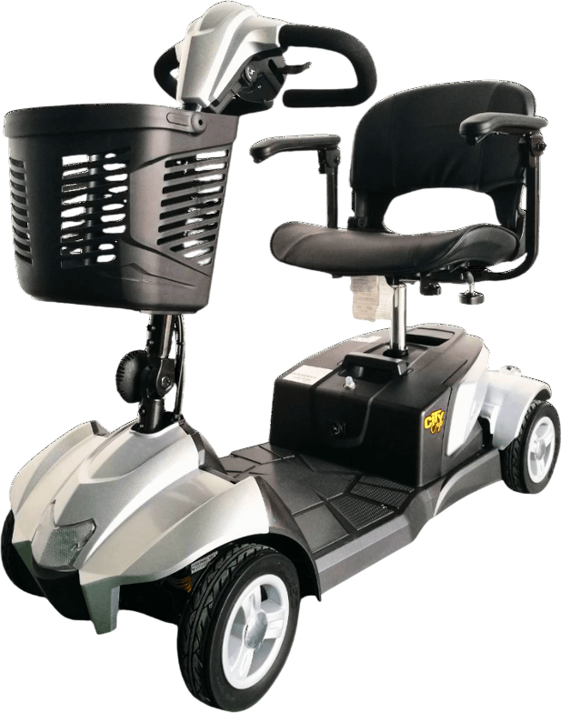 Silver EV Rider CityCruzer Mobility Scooter Side View