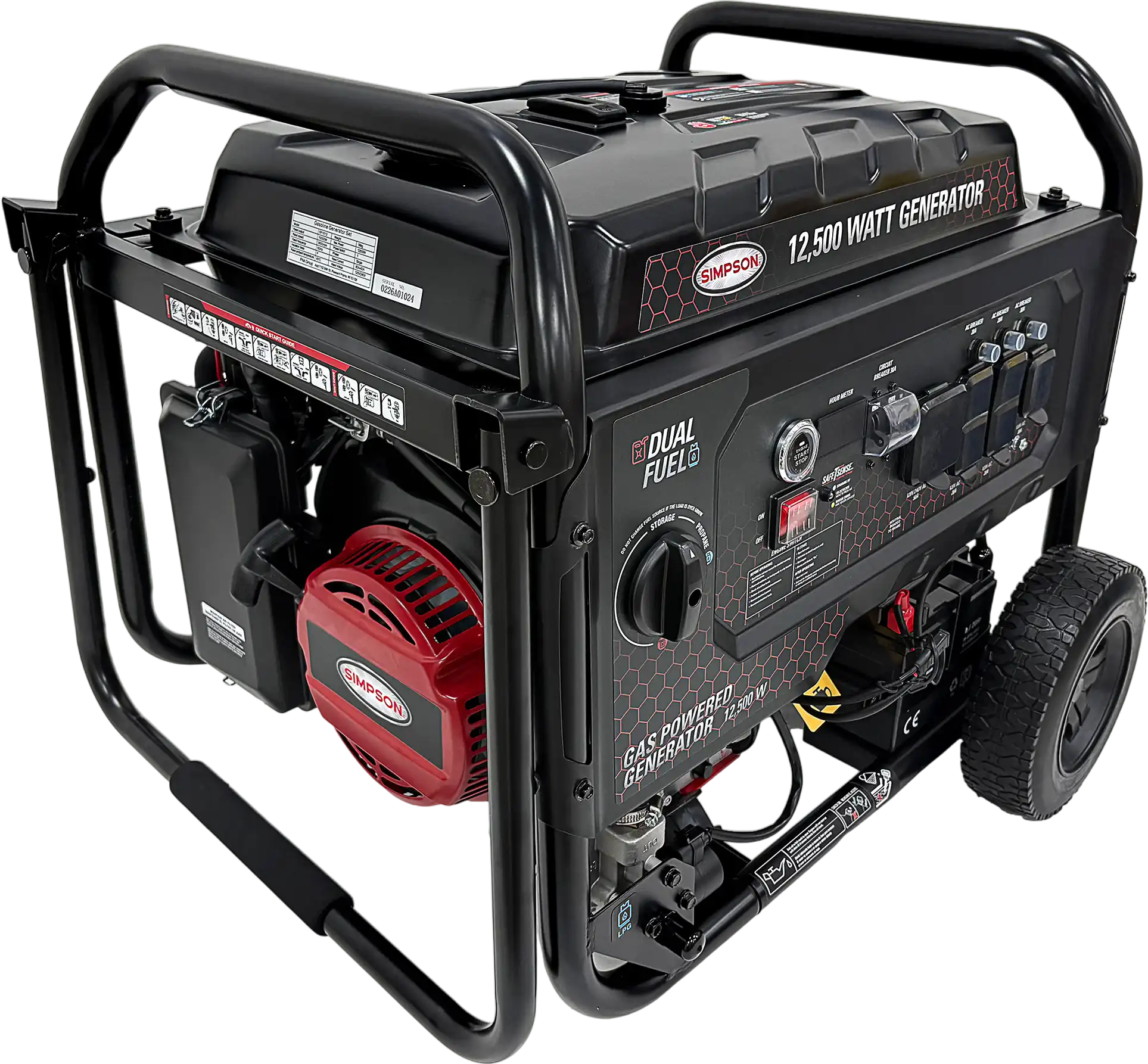 Simpson SF1012 Generator 10,000/12,500W Dual Fuel Gas Propane Electric Start CO Sensor New