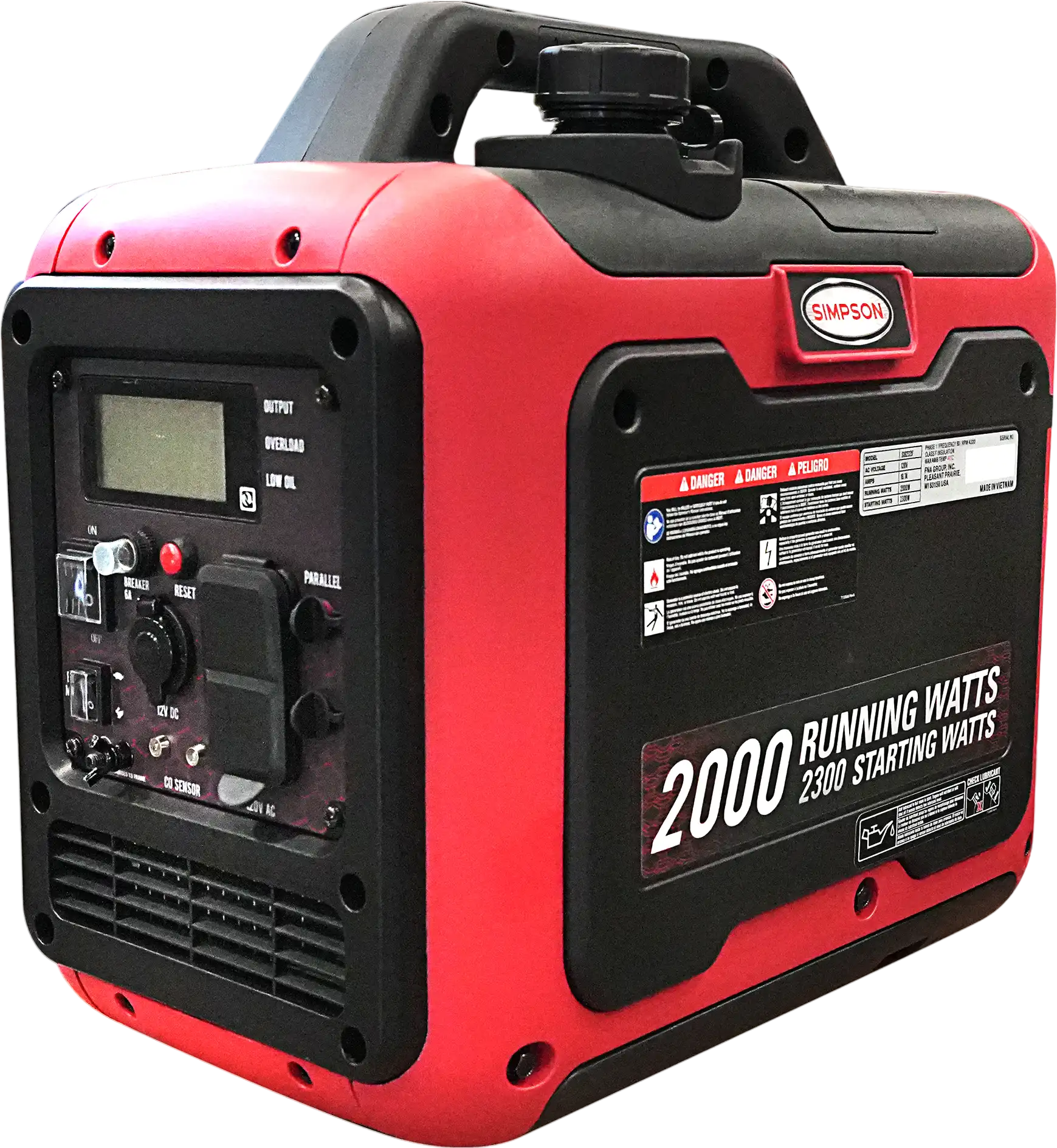 Simpson SIG2320 Generator 2000/2300W Inverter Gasoline CRX Engine CO Sensor New