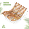 Ergonomic curved seat of the slatted acacia wood sunbed, showcasing dimensions for patio relaxation and stability.
