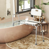 Sliding tub transfer bench with extra-wide seat, adjustable height, and sturdy aluminum frame for elderly and disabled.