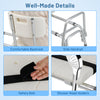 Comfortable backrest and side handrail of the sliding tub transfer bench for elderly, featuring safety belt and shower.