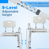 Sliding tub transfer bench showing 9-level adjustable height feature, designed for elderly and disabled safety and.