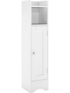 Slim white bathroom cabinet with one door, adjustable shelves, and modern design for versatile storage in any room.