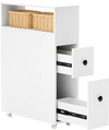 Slim Bathroom Cabinet Wooden Toilet Organizer with Deep Slide Out Drawers