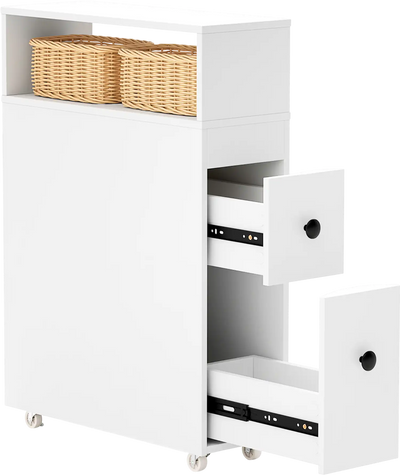Costway Slim Bathroom Toilet Organizer Cabinet w/ Deep Slide-Out Drawers 13647820 New