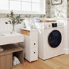 Slim bathroom cabinet with deep slide-out drawers, made of durable MDF, perfect for organizing toiletries and cleaners.