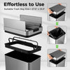 Slim 13.2 Gal kitchen trash can with stainless steel frame and wing lids, designed for efficient space use and odor.