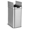 Slim 13.2 Gal kitchen trash can with stainless steel frame and wing lids, ideal for narrow spaces and odor control.
