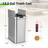 Slim 13.2 Gal kitchen trash can with stainless steel frame and wing lids, designed for space efficiency and odor.