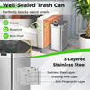 Slim 13.2 Gal kitchen trash can with wing lids, rustproof stainless steel, and anti-fingerprint finish for odor control.