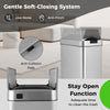 Slim 13.2 Gal kitchen trash can with stainless steel frame, wing lids, and gentle soft-closing system for noise.
