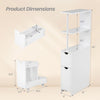 Dimensions of the Slim Storage Freestanding Bathroom Cabinet with open shelves and pull-out drawer for versatile use.