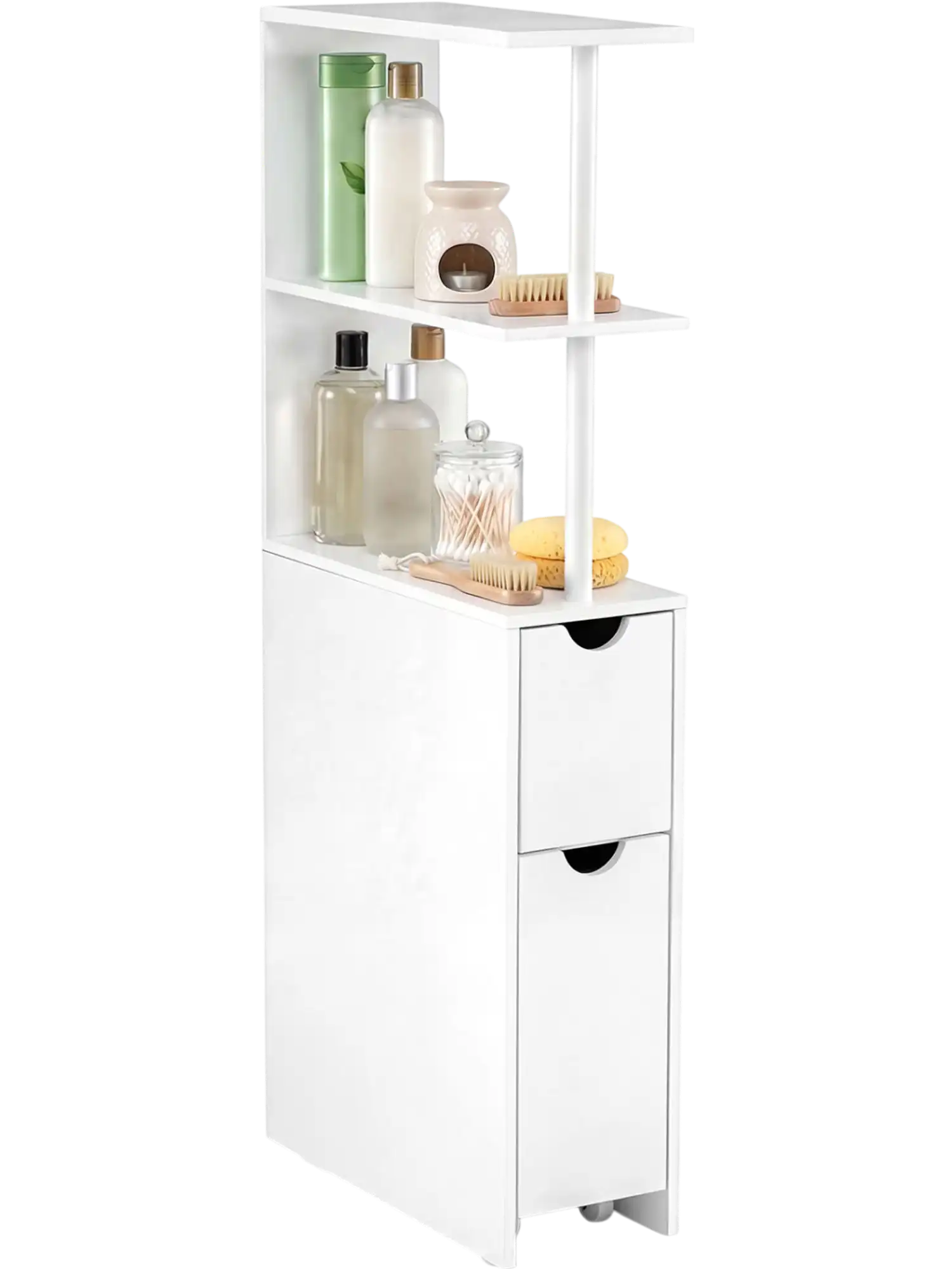 Costway Slim Freestanding Bathroom Storage Cabinet Open Shelves 10985452 New