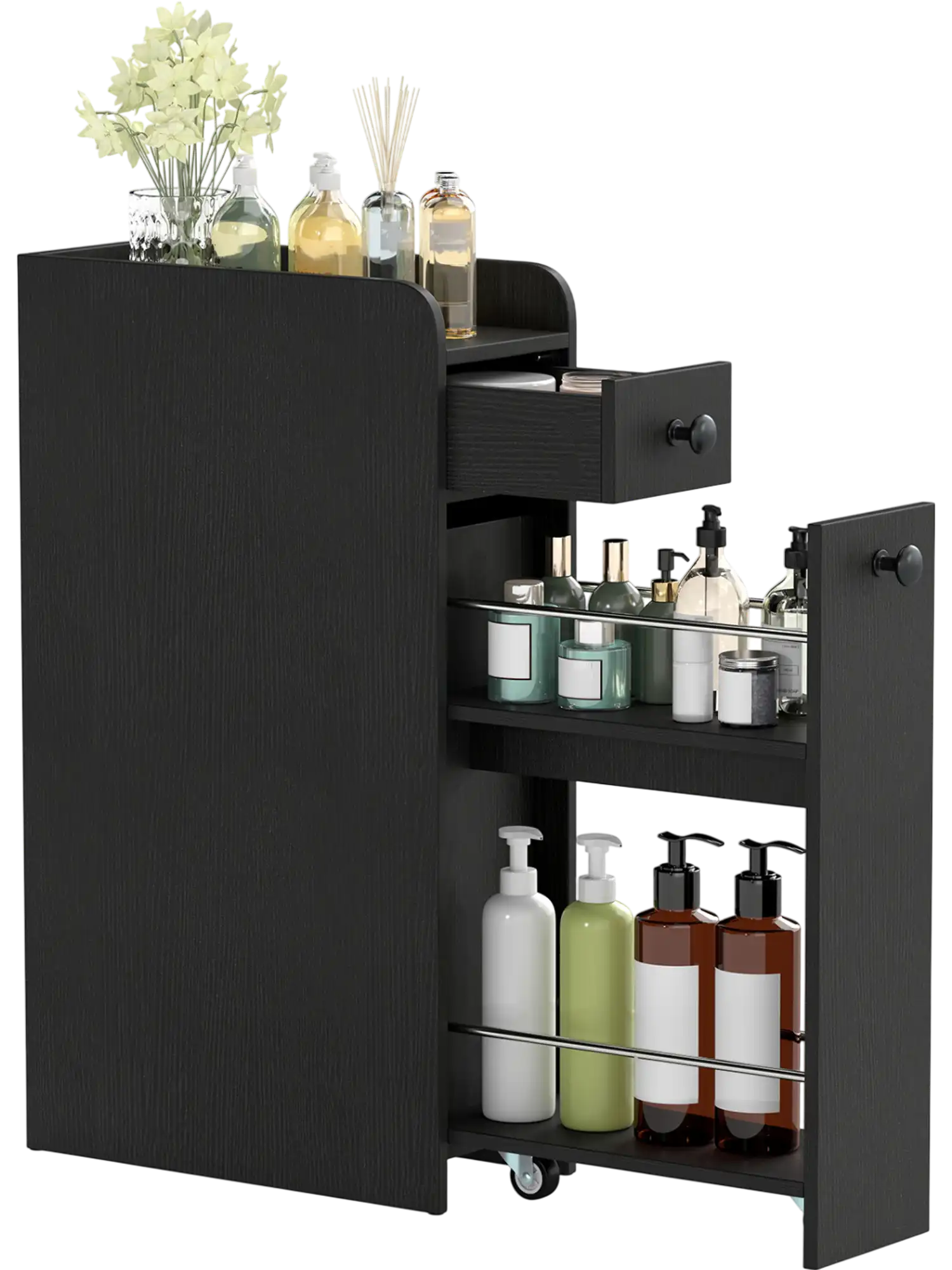 Costway 4-Tier Small Bathroom Storage Cabinet w/ Slide-Out Drawers on Casters 23477355 New