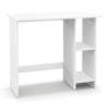 Small white computer desk with adjustable shelf, perfect for space-saving in small apartments and home offices.