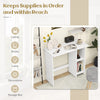 Small white computer desk with adjustable shelf, ideal for space-saving in small apartments and home office use.