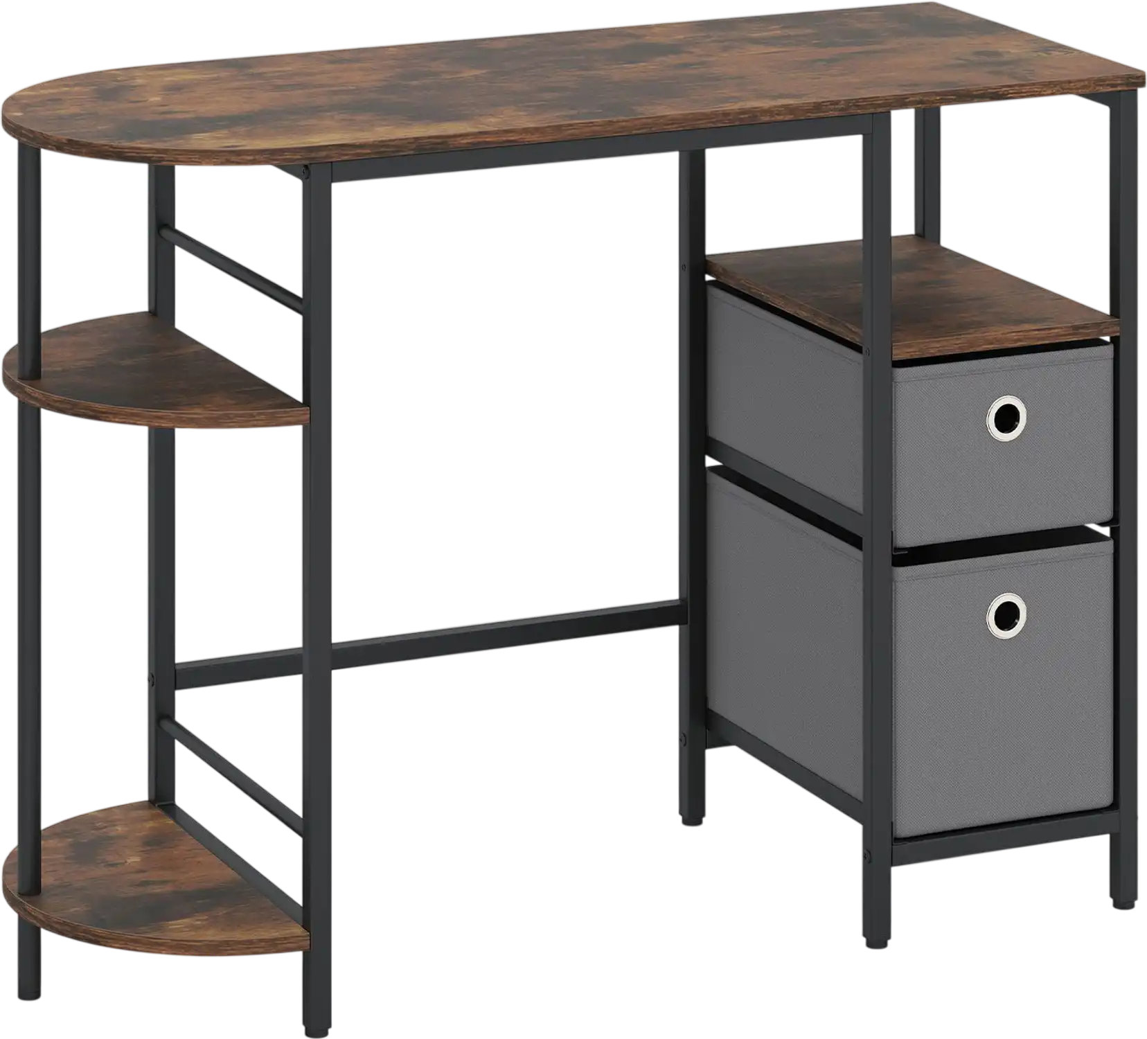 Costway Small Computer Desk w/ Side Shelves & Fabric Drawers 18569189 New